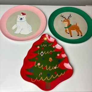 Wondershop melamine christmas holiday polar bear, reindeer and tree plate set
